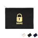 防犯業界4 名入れフラットポーチ ポーチ 名入れ ギフト 実用性 収納 たくさん入る 職業 南京錠 安心 防犯