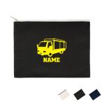 運搬車  名入れフラットポーチ ポーチ 名入れ ギフト 実用性 収納 たくさん入る  小物収納 クラッチバッグ 乗り物 車 はたらく 趣味