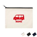 郵便車 名入れフラットポーチ ポーチ 名入れ ギフト 実用性 収納 たくさん入る 小物収納 クラッチバッグ 乗り物 車 はたらく 趣味