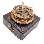 A S Handicrafts 真鍮日時計コンパス 木製ケース付き - Gilbert 日時計/ハイキングスチームパンクアクセサリー - アンティーク仕上げ - 美しい日時計(アンティー