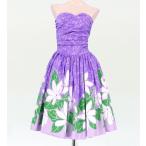 フラダンス ムームー フロントドレープミディ丈ドレス パープル Fサイズ 1757pF