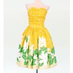 フラダンス ムームー フロントドレープミディ丈ドレス イエロー Fサイズ 1757yF