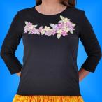  хула 7 минут рукав футболка S плюмерия черный 1776sb