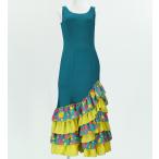  фламенко rose &amp; полька-дот оборка One-piece голубой × зеленый свободный размер 2341blgf