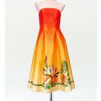  хула [S*M*L размер ] midi длина градация гибискус автомобиль n язык платье orange J2269o