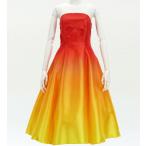 fla платье [S*M*L размер ] midi длина темный orange × желтый J2709dorye