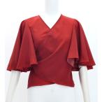  хула оборка рукав kashu прохладный ko морщина блуза темный красный 2 S*M*L размер J3085drd2