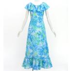 fla платье [S*M*L размер ] длинный длина ko морщина платье Hawaiian leaf Sky голубой J3205sbl