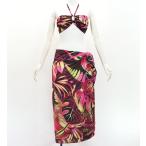  Short парео &2WAYbla верх комплект Hawaiian leaf вино J3259-1
