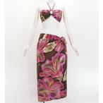  Short парео &2WAYbla верх комплект гибискус Brown × розовый J3259-11