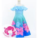 fla платье Kei ki[120*140] off плечо midi длина гибискус голубой Jp80lbl