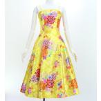 和柄ドレス ミディ丈 菊＆梅＆桜柄 イエロー（黄） S-Lサイズ JW003ye