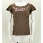  French оборка футболка XL вышивка розовый гибискус Brown KD3pibrXL