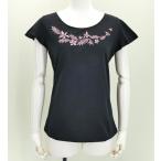  French оборка футболка XL вышивка розовый гибискус черный KD3pibXL