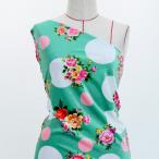  фламенко ткань букет × полька-дот рисунок ko морщина * автомобиль n язык * стрейч велюр можно выбрать ткань бирюзовый голубой KF-095-TBL 3-5 рабочий день после отправка 