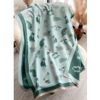 送料無料やや厚手リバーシブル大判幾何学と猫柄入りストールマフラー2187b