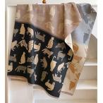送料無料やや厚手リバーシブル大判幾何学と猫柄入りストールマフラー2380a