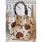送料無料お洒落手提げハートヒョウ柄...