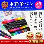 ショッピングアート作品 水彩 筆ペン カラーペン 48色セット 水性 細字 太字 プレゼント お祝い ギフト 大人の塗り絵 イラスト アートマーカー 子供 お絵かき カリグラフィー