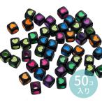Yahoo! Yahoo!ショッピング(ヤフー ショッピング)6mm アソート50個入 アクリルビーズ ブラックキューブ ハート柄 蛍光色【ゆうパケット対応】