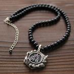 戦国武将 ネックレス メンズ アクセサリー 大一大万大吉  石田三成 天然石 シルバー925 ペンダント 43センチ