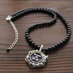 戦国武将 ネックレス メンズ アクセサリー 一文字三ツ星  毛利元就 天然石 シルバー925 ペンダント 43センチ