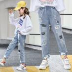 キッズデニムパンツ 子供服 デニムパンツ 長ズボン パンツ 春秋 女の子 ダメージパンツ ジーンズ ジーパン パンツ カジュアル ロングパンツ ボトムス 可愛い