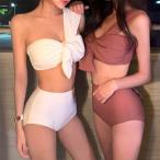 水着 レディース 体型カバー モノキニ オトナ女子 ママ水着 2点セット 二の腕 カバーアップ ぽっちゃり セクシー 盛れる 無地 大人