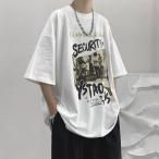 ヒップホップ Tシャツ メンズ 半袖 夏用 五分袖 トッ