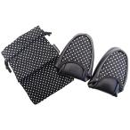  тапочки полька-дот черный ( складывающийся пополам мешочек имеется женский примерно 23.5~24.5cm) 3511