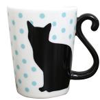 アルタ Artha マグカップ ツインマグ 黒猫 ドット BL 300ml 食洗器対応 電子レンジ対応 磁器 しっぽが取っ手になるおしゃれなマグ