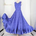 中古 Naomi Collection ナオミコレクション フラメンコ 衣装 ワンピース ドレス ブルー系 青 花 花柄 ノースリーブ 袖なし ボランテ フリル 光沢 華やか …