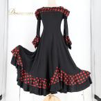  б/у prima boutique Prima btik фламенко костюм платье One-piece оттенок черного bo Ran te оборка чёрный красный полька-дот точка симпатичный эластичный стрейч ....