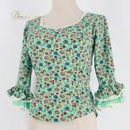  фламенко костюм Atelier Prima следы lie Prima tops блуза оттенок зеленого цветок цветочный принт гонки bo Ran te оборка симпатичный яркий 