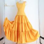  фламенко костюм платье One-piece orange серия orange желтый однотонная ткань bo Ran te оборка безрукавка Dance вечеринка презентация женский 