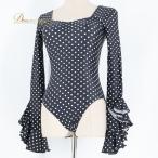  фламенко костюм R DE RAPHAEL Leotard tops оттенок черного оттенок белого чёрный белый точка полька-дот оборка длинный рукав урок тренировка надеты Dance 