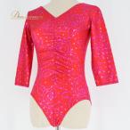 [ б/у ]Chacott коричневый раскладушка балет костюм Leotard оттенок красного tops цветочный принт полька-дот точка рисунок бальные танцы урок тренировка эластичный симпатичный ... блестящий 7 минут рукав...