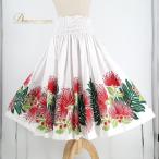 中古 Aloha Emika アロハエミカ フラダンス 衣装 パウスカート ホワイト系 モンステラ柄 花柄 植物柄 ハワイアンプリント ハワイアン アロハ フラ ダンス …