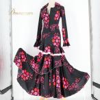 中古 Naomi Collection ナオミコレクション フラメンコ 衣装 トップス ブラウス ファルダ スカート ツーピース セットアップ ブラック系 レッド系 ピンク…