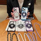 iphone16pro ケース ショルダー 肩掛け iphone16 16promax ケース magsafe対応 iphone15pro ケース クリア 隠し収納式スタンド iphone15 iphone14 iphone13 12