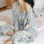 パジャマ レディース 3点セット ルームウェア キャミソール パジャマ カーディガン コットン ネグリジェ 寝巻き 上下セット 部屋着 花柄 可愛い 春夏