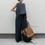 セットアップ レディース 夏 春 Tシャツ ブラウス 袖なし ノースリーブ カジュアル ワイドパンツ 無地 きれいめ ロングパンツ 体型カバー 着痩せ