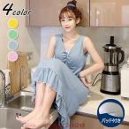 ネグリジェ 春夏 姫 ネグリジェ ノースリープワンピース vネック ロング丈ネグリジェ モダール パッド付きパジャマ レディース 可愛い部屋着 オシャレゆったり