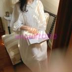 2 цвет! женский retro . серия цветок .... неглиже спальная одежда макси длина длинный рукав оборка One-piece пижама салон одежда Night одежда часть магазин надеты nai чай 