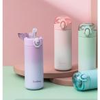 水筒 340ml/420ml おしゃれ 子供 大人 ストロー 保冷 保温 真空断熱 直飲み ボトル ワンタッチ ステンレス 蓋付き 漏れ防止 通勤 通学