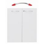 Garage　収納庫/本棚/書棚/シェルフ KK扉　H700mm用　KK-60070D 白/赤取っ手 （ガラージ/ガラーヂ/ガレージ/オフィス家具/SOHO/ソーホー/事務所/おしゃれ/シンプ