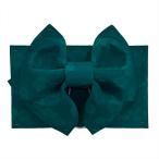 子供 浴衣帯 作り帯 付け帯 No.03 濃い青緑 梅柄 Mサイズ リボン 女の子 在庫処分品 【宅配便】