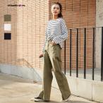  Baker брюки широкий брюки эластичность длинные брюки женский хлопок LL 2L большой размер низ брюки из твила брюки-чинос 162561