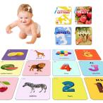 【Richgv】フラッシュカード カラフルな無毒の知育玩具  数字のアルファベットの果物の動物， 80個160ページのマッチングカード 幼児学習 知育 0 3 6 9 12 36か