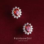 ピアス レディース 50代40代 ルビー レッド石 お花 ひまわり 赤 ゴールド 女性 人気 クリスマス お祝い 結婚式 二次会